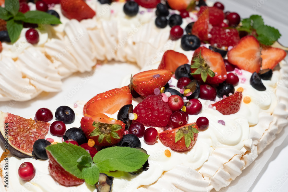 Pavlova cake with fresh berries Pavlova cake with fresh berries