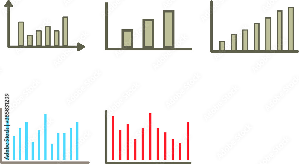 Vector image of different graphs showing growth and fall. Charts for business Vector image of different graphs showing growth and fall. Charts for business