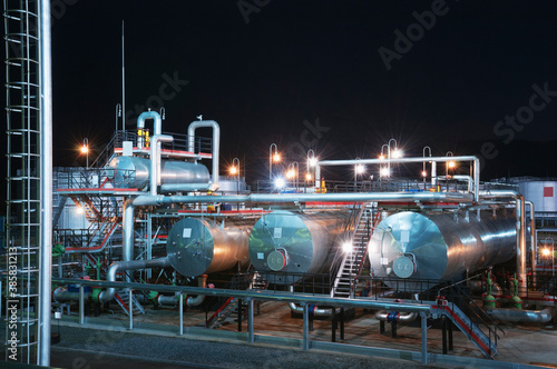 Industrial equipment at an oil refinery station.
Oil and gas industry, oil refining and refining