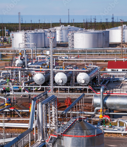 Clody day/ Oil and gas industry, oil refining and processing, oil pumping station for further transportation of oil through pipes and maintaining the appropriate pressure in the pipes.
