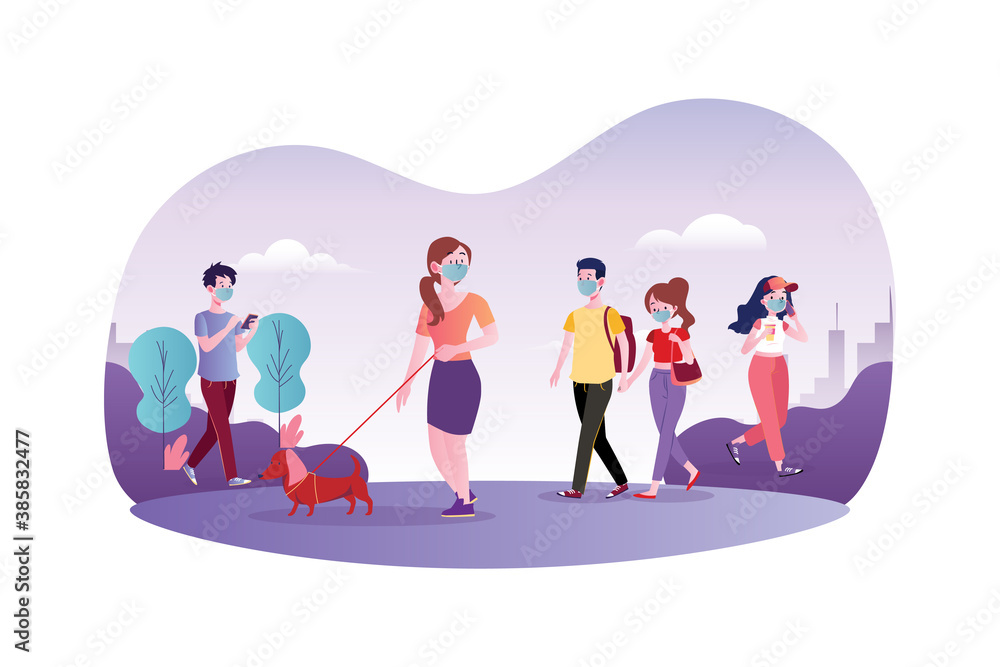 Wearing Medical Mask Vector Illustration concept. Can use for web banner, infographics, hero images. Flat illustration isolated on white background. Wearing Medical Mask Vector Illustration concept. Can use for web banner, infographics, hero images. Flat illustration isolated on white background.