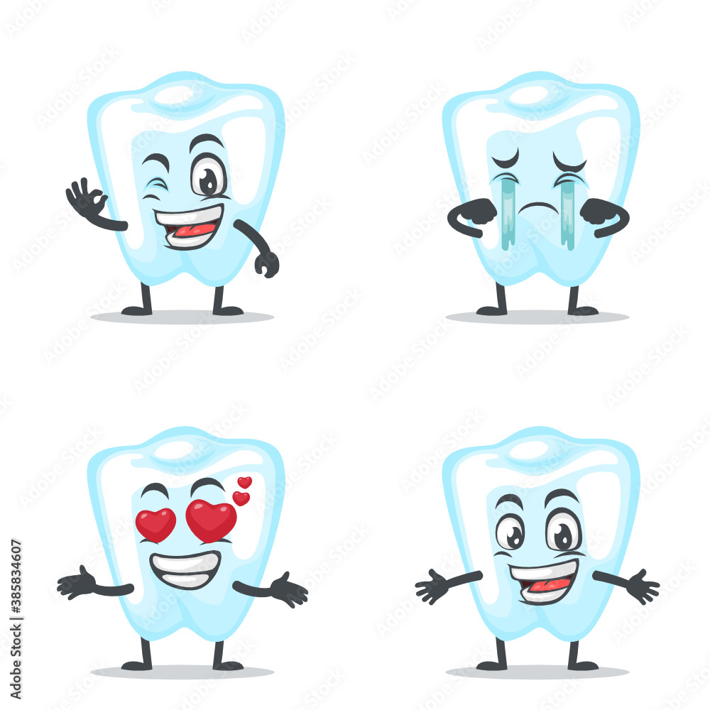 vector illustration of character or dental mascot collection set with expression theme vector illustration of character or dental mascot collection set with expression theme