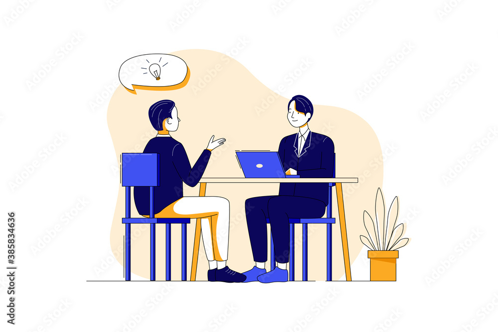 Job Interview Vector Illustration concept. Can use for web banner, infographics, hero images. Flat illustration isolated on white background.