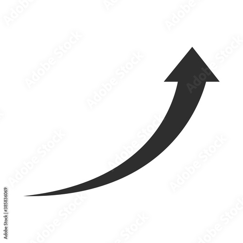 Arrow up vector icon. Сurved arrow. Direction sign isolated on white background. Vector design element.