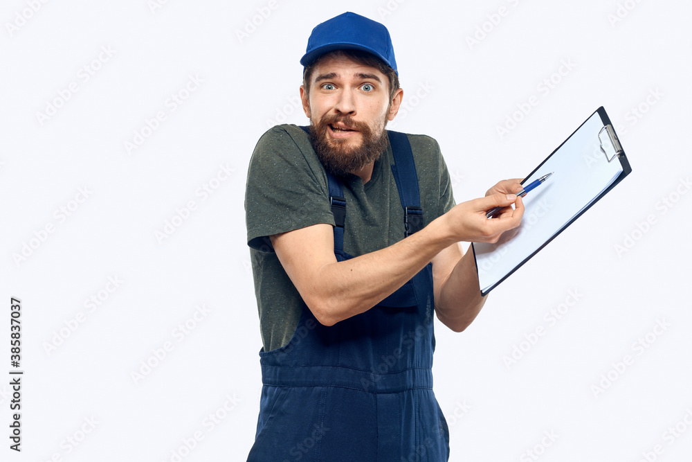 Man in working form documents loading worker service lifestyle Man in working form documents loading worker service lifestyle