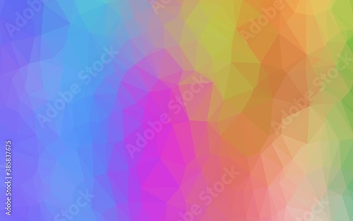 Light Multicolor  Rainbow vector shining triangular template.