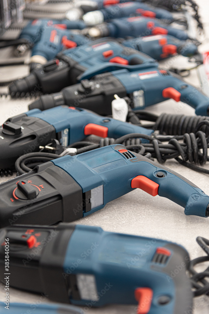 Hand drills on the store counter. Hand drills on the store counter.