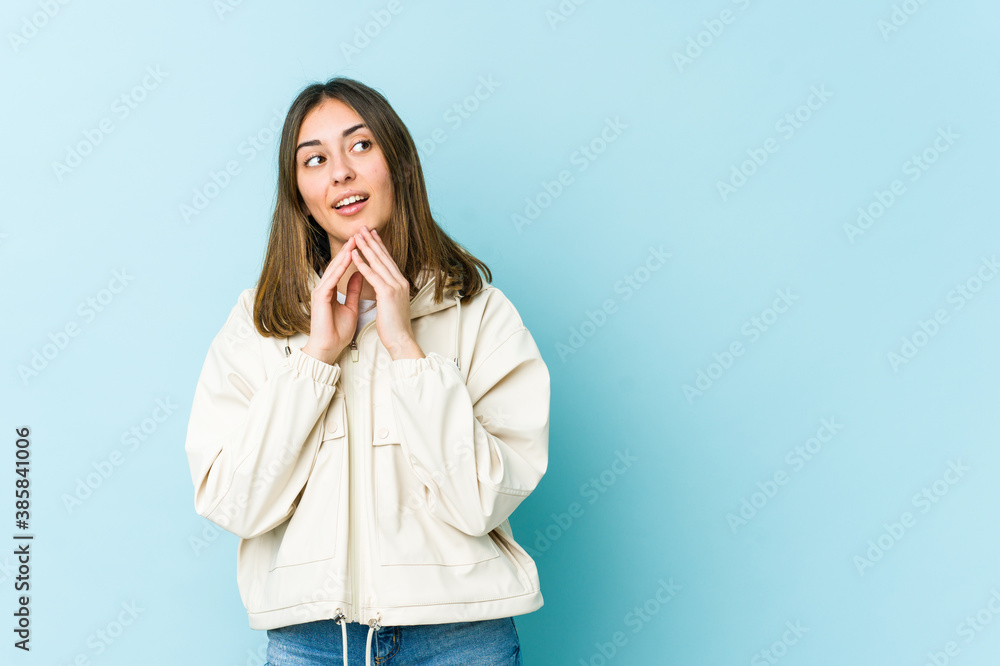 Young caucasian woman making up plan in mind, setting up an idea. Young caucasian woman making up plan in mind, setting up an idea.