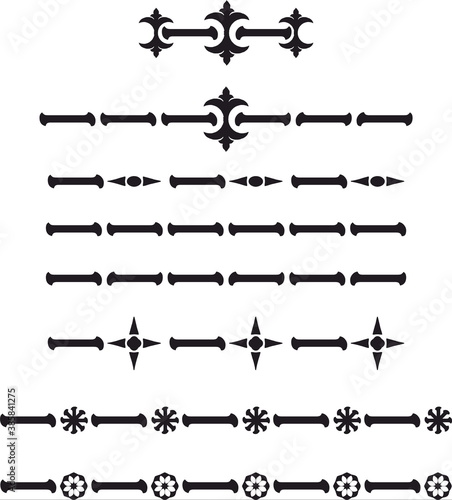 Decorative delimiter separator text and graphic element set