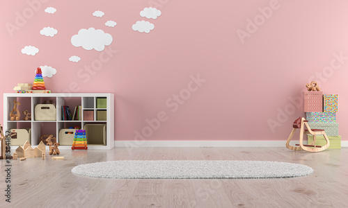 Fototapeta Naklejka Na Ścianę i Meble -   pink child room interior for mockup, 3D rendering