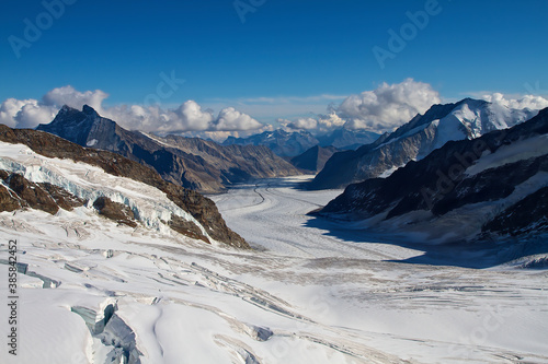 Glacier valley at the mountain of Jungfraujoch