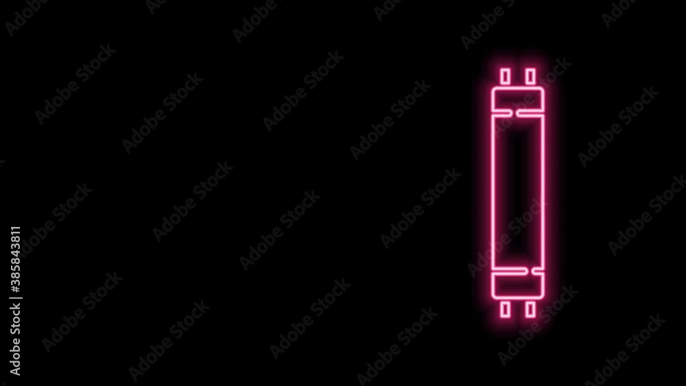 Glowing neon line Long luminescence fluorescent energy saving lamp icon isolated on black background. 4K Video motion graphic animation Glowing neon line Long luminescence fluorescent energy saving lamp icon isolated on black background. 4K Video motion graphic animation