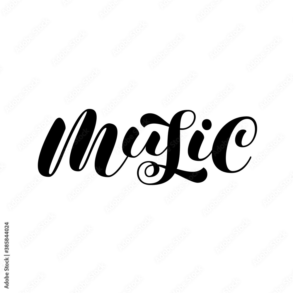 Music brush lettering. Vector stock illustration for clothing or banner Music brush lettering. Vector stock illustration for clothing or banner