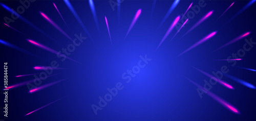 Dark blue sky with rays of firework. Vector stock Illustration for poster or banner. Happy new year celebration. Abstract design