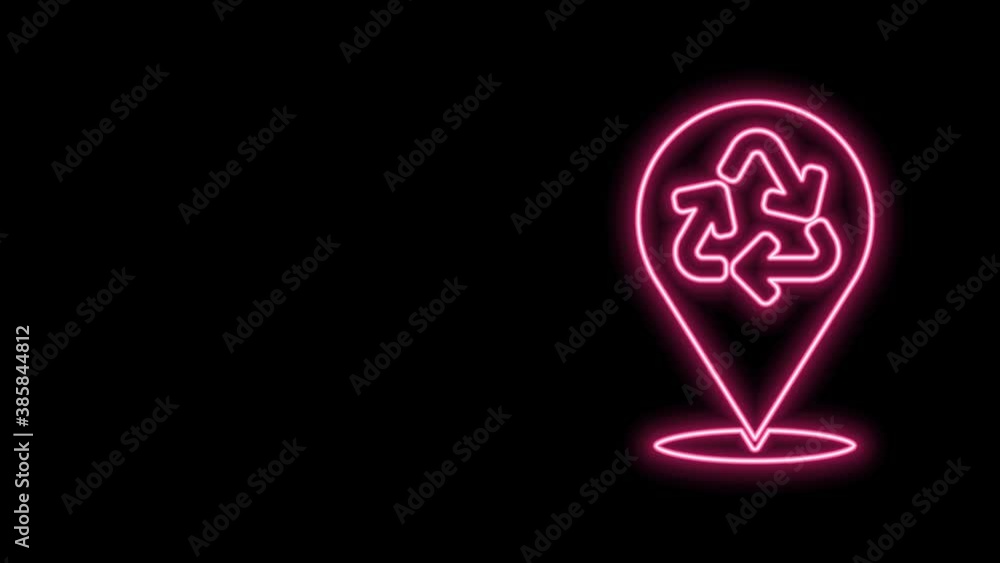 Glowing neon line Recycle symbol icon isolated on black background. Circular arrow icon. Environment recyclable go green. 4K Video motion graphic animation Glowing neon line Recycle symbol icon isolated on black background. Circular arrow icon. Environment recyclable go green. 4K Video motion graphic animation