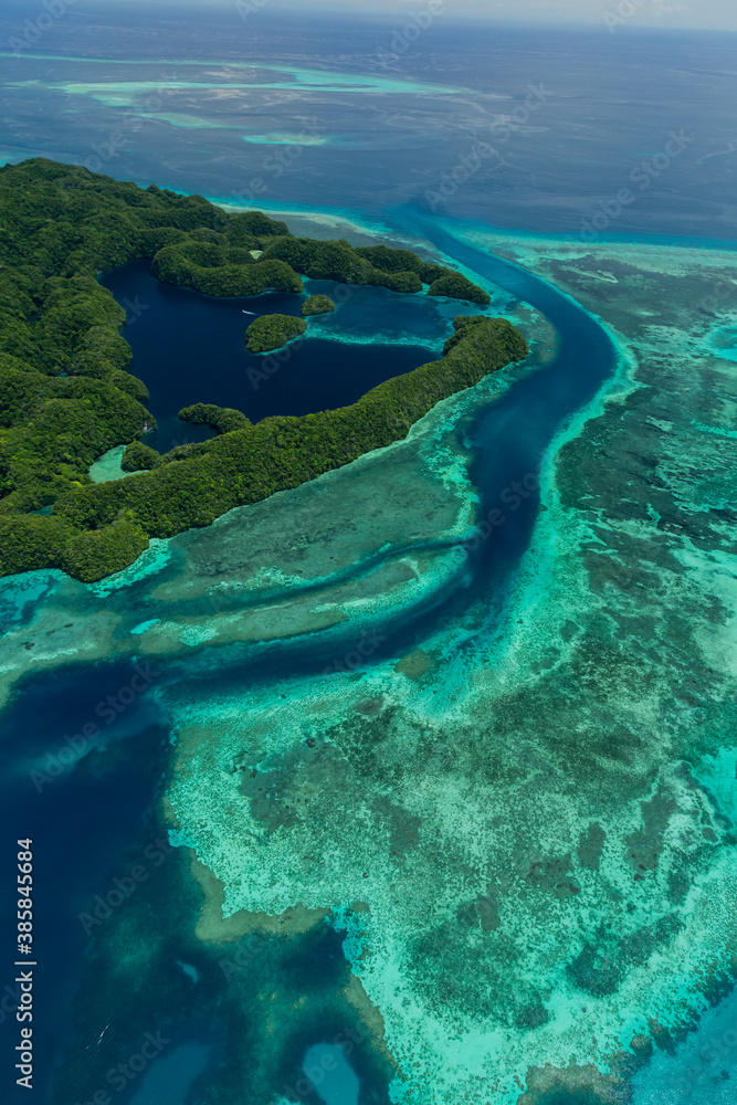 Aerial view of Risong bay and Rock islands, Palau