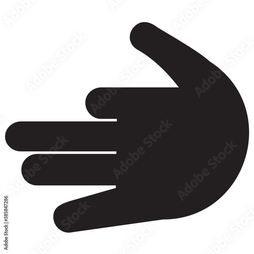 
Hand opened widely with tilted index finger
