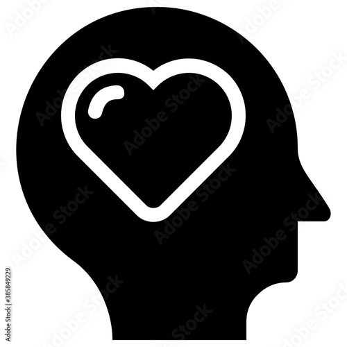 
Heart in human head denoting icon for passion 
