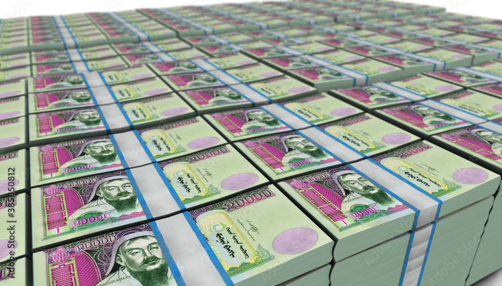 3D Large Stack of Mongolia Tugrik Banknote