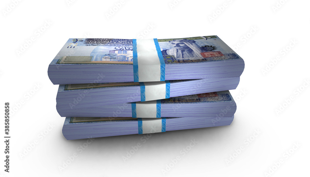 3D Stack Banknote of 10 Jordan Dinars Money - obrazy, fototapety, plakaty 