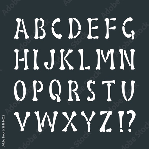 Alphabet is made of bones. Vector font for Day of the Dead.