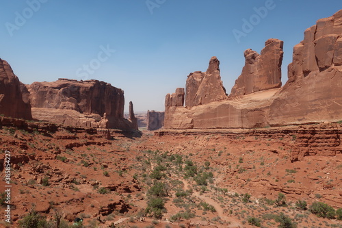 Canyon of rock formations in Moab
