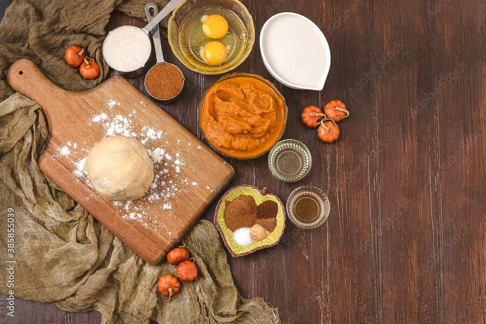 Top View of Ingredients for Pumpkin Pie Top View of Ingredients for Pumpkin Pie