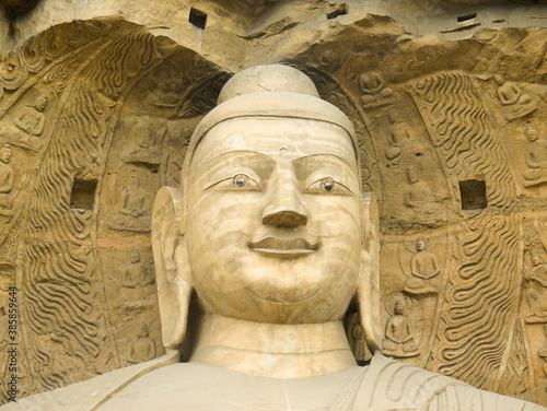 Giant Buddha sculture in Yungang grottoes near Datong