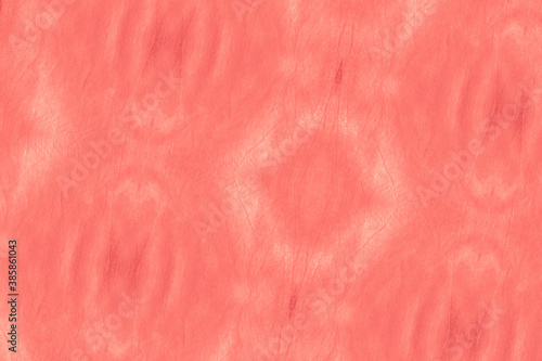 Living Coral Ogee Ikat. Tie Dye Batik Style. 
