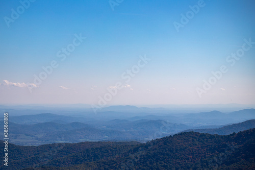 misty view of mountain tops along the skyline drive in shenandoah national park in the blue ridge mountains of virginia near luray
