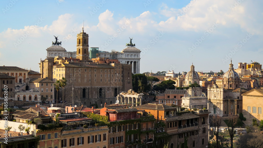 City view of Rome with Victor Emmanuel II monument in the background