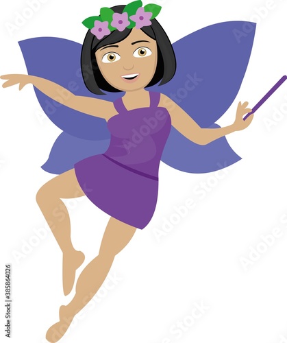 Vector illustration of a cute cartoon fairy