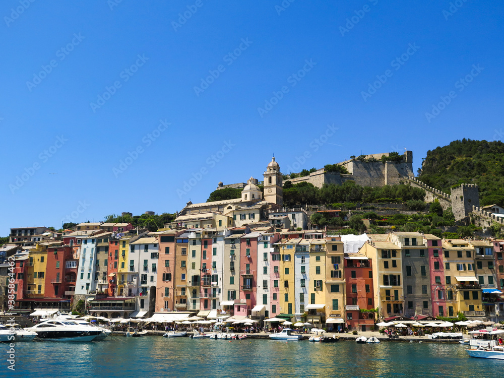 Beautiful view of Portovenere, a colorful village near the Cinque Terre, Italy