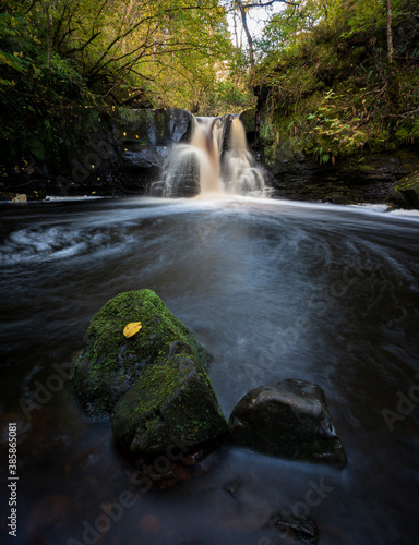 Hareshaw Linn Waterfall Trail, Northumberland National Park, Northumbria, UK. Autumn.  photo