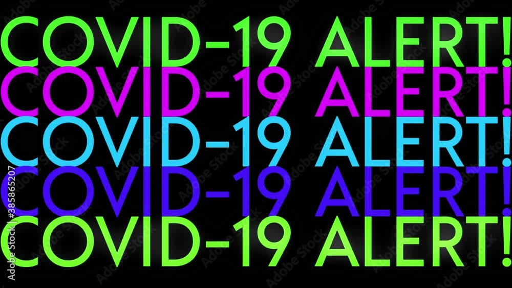 Covid-19 Alert Text Animation Color Blinking on Black background Covid-19 Alert Text Animation Color Blinking on Black background