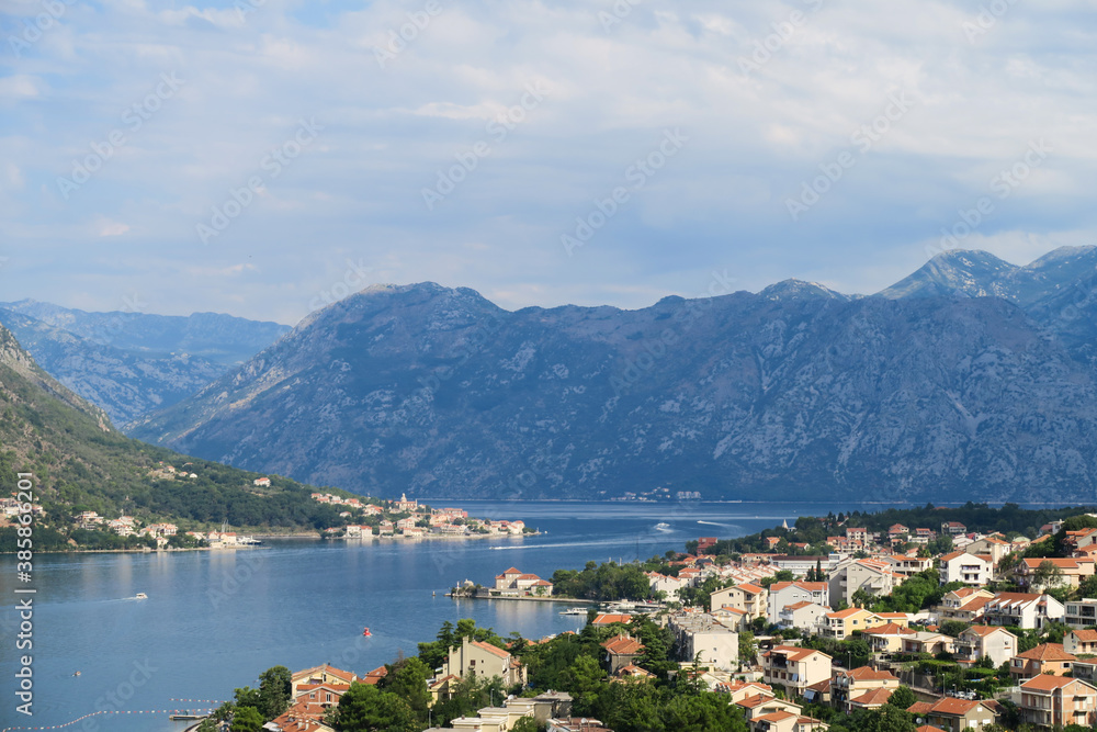 Panoramic view of Kotor's bay and old town, Montenegro