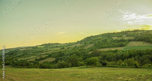  mountains landscape with grass and sky