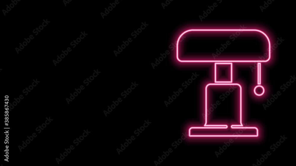 Glowing neon line Table lamp icon isolated on black background. 4K Video motion graphic animation Glowing neon line Table lamp icon isolated on black background. 4K Video motion graphic animation