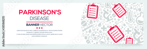 Creative (Parkinson's) disease Banner Word with Icons ,Vector illustration.	