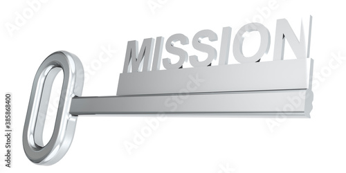 Φωτογραφία Mission words attached to key isolated