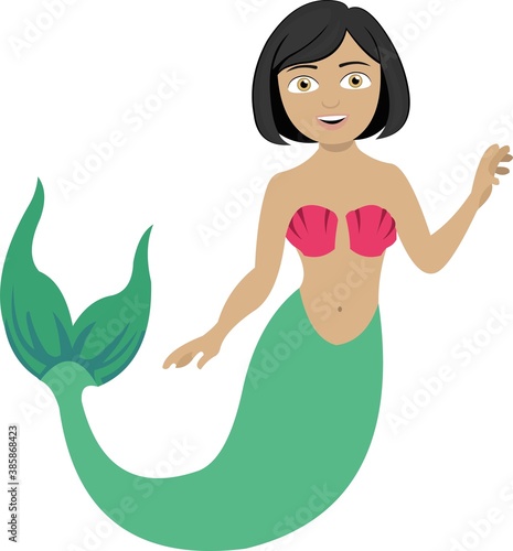 Vector illustration of a cartoon mermaid