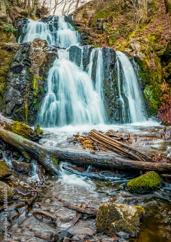 Fototapeta Naklejka Na Ścianę i Meble -  A beautiful waterfall in the spring time. This is Forsakar Waterfall in Degeberga in Skane, in the south of Sweden.