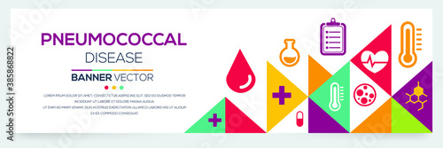 Creative (Pneumococcal) disease Banner Word with Icons ,Vector illustration.	