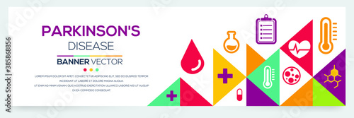 Creative (Parkinson's) disease Banner Word with Icons ,Vector illustration.	
