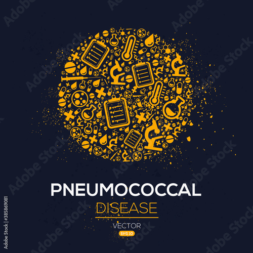 Creative (Pneumococcal) disease Banner Word with Icons ,Vector illustration.	