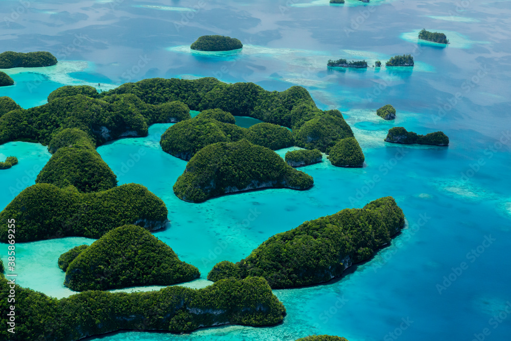 Aerial view of Palau's 70 islands and UNESCO World Heritage site