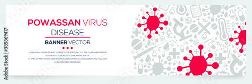 Creative (Powassan  virus) disease Banner Word with Icons ,Vector illustration.	