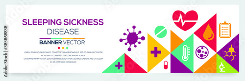 Creative (Sleeping Sickness) disease Banner Word with Icons ,Vector illustration.	