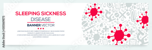 Creative (Sleeping Sickness) disease Banner Word with Icons ,Vector illustration.	