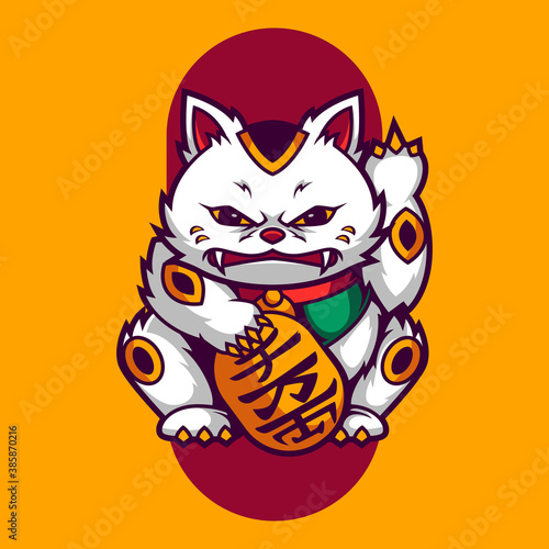 angry maneki neko illustratio